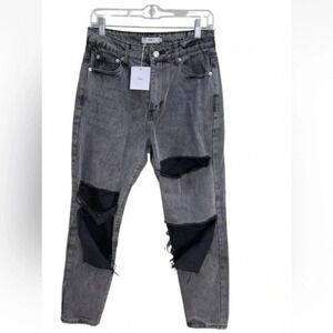 Adika ripped distressed jeans highwaist retro black wash size Small New